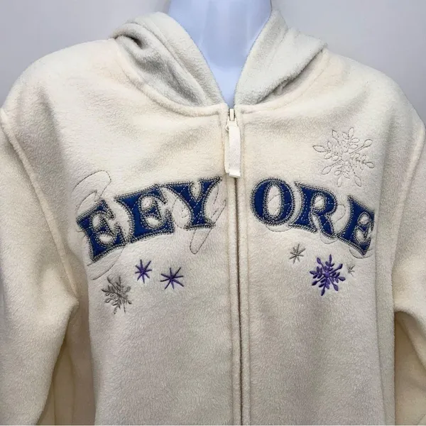 Disney Eeyore Fleece Zip Front Jacket w/Kangaroo Pockets & Eeyore Patch-Size 7-9 - Image 2