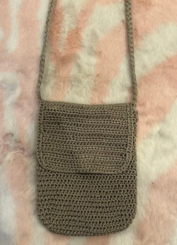 Crochet Knit Bag Brown - Image 3