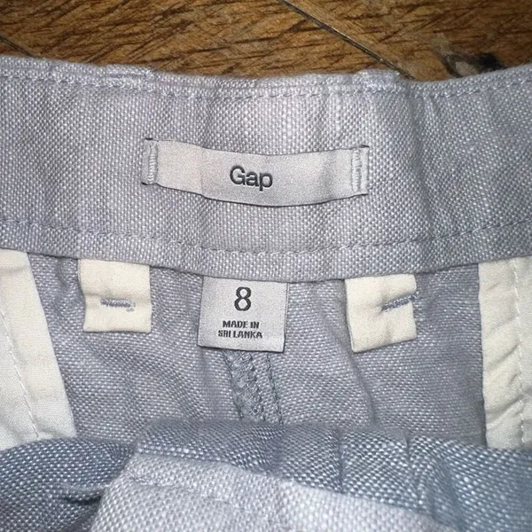 Gap khaki blue front linen cotton flat front size 8 shorts - Image 4