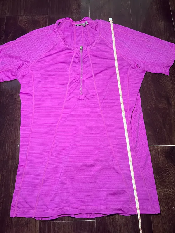 Athleta Purple Zip Up Running Shirt Short Sleeve Size M - Image 5