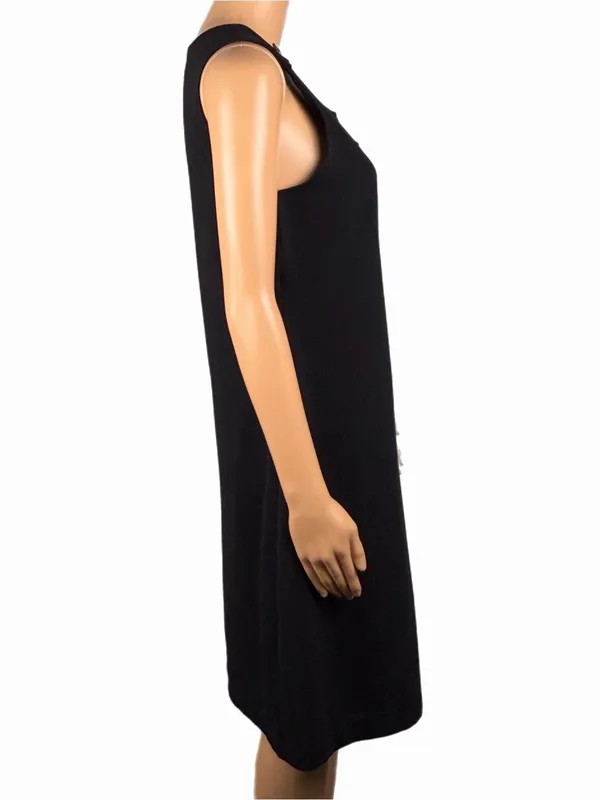 LAL Live A Little Sleeveless Black A-Line Pleated Dress w/Shoulder Buttons Small - Image 4