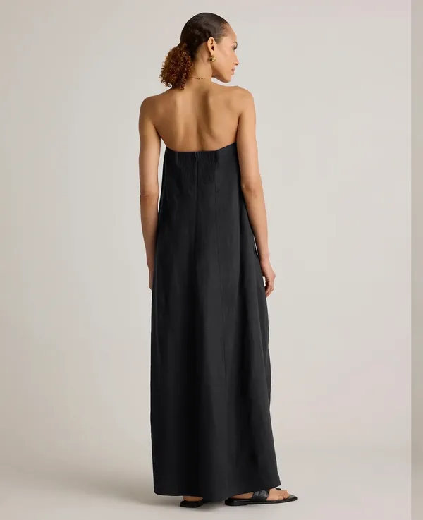 Quince 100% Linen Strapless Maxi Dress - Black - Image 4