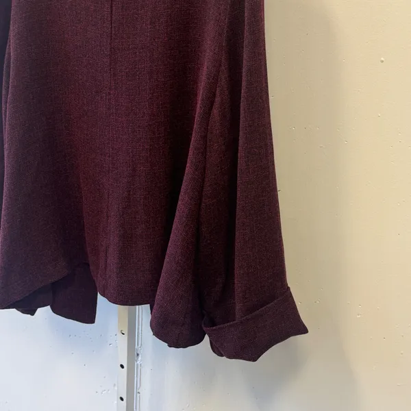 Willow Plum Burgundy Textured Single Button Open Front Jacket Lagenlook Boho XL - Image 6