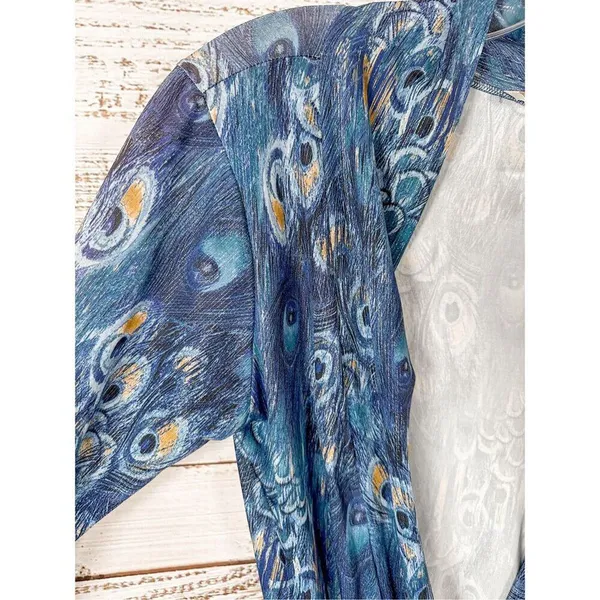 NWOT Savee Laguna Beach Women's Peacock Feather Mini Dress Multicolor Small - Image 7