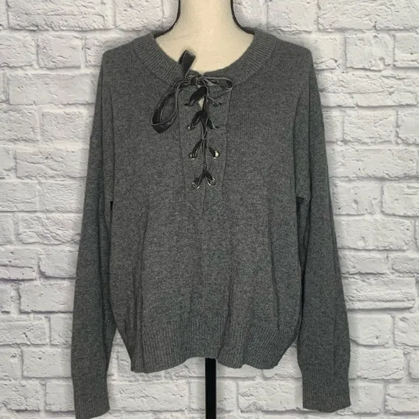 Rails Cashmere Wool‎ Blend Olivia Lace Up Sweater C32 - Image 3