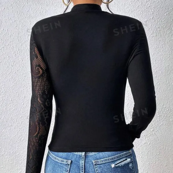 SheIn Lace Long Sleeve Top - Image 4