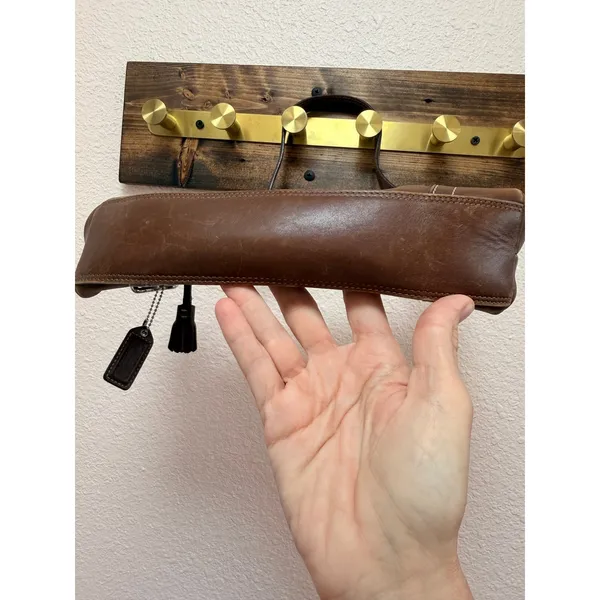 Coach Hampton Demi Baguette East West Brown Leather Vintage Premium Shoulder Bag - Image 4