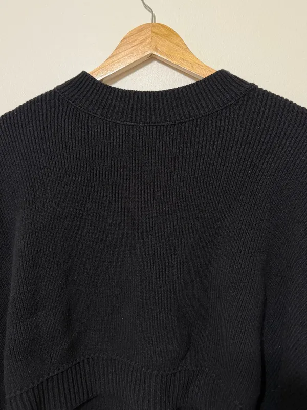 Free People Easy Street Crop Pullover Sweater Size Small Black Oversized Knit - Image 4