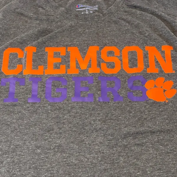 Clemson Tigers Size S Gray Champion Tee Shirt NCAA Short Sleeve - Image 2