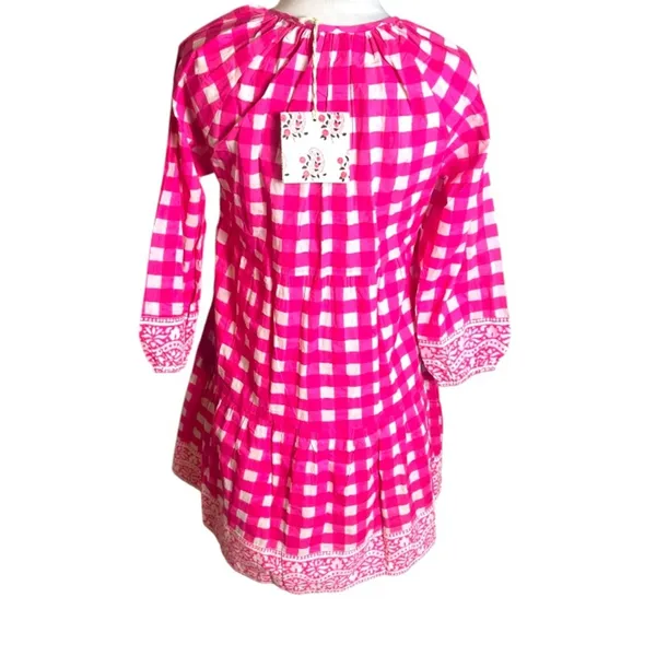 NWT TUCKERNUCK SZ‎ Block Print By Hand Priya Dress Hot Pink Gingham Sz S - Image 9