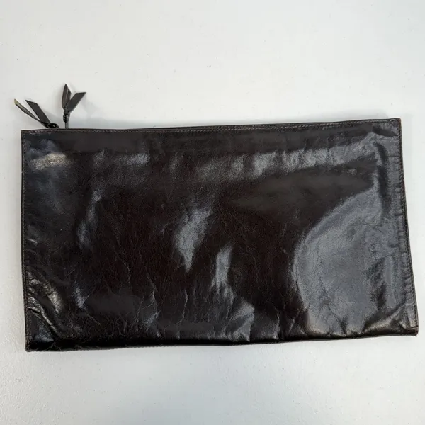 VTG M.F. Marangi Chocolate Brown Leather Snake Skin Clutch‎ Bag Purse Zip Italy - Image 4