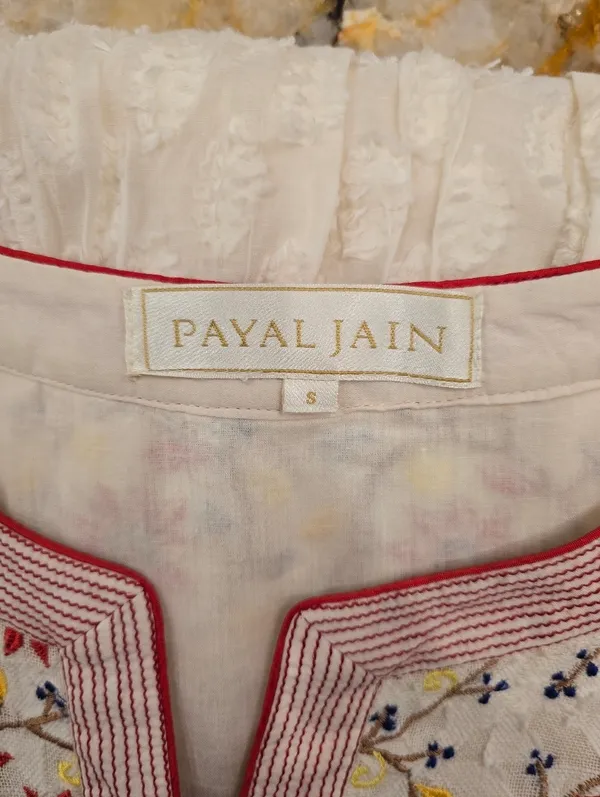 Anthropologie Payal Jain Embroidered Dress Fine Cotton S - Image 10