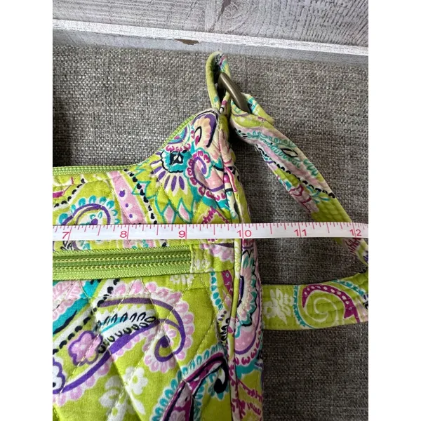 Ten Bears Quilted Paisley Shoulder Bag In Lime Green Pink Blue Zipper Closure - Image 5