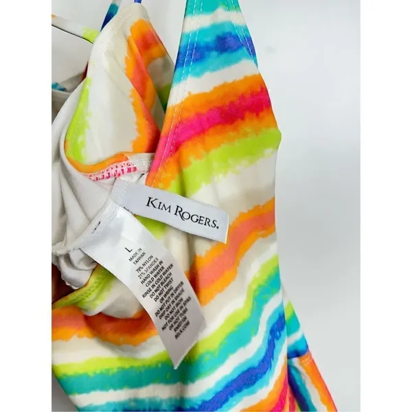 Kim Rogers Rainbow Stripe‎ Tankini Swim Top Multicolor Size Large Adjustable - Image 7