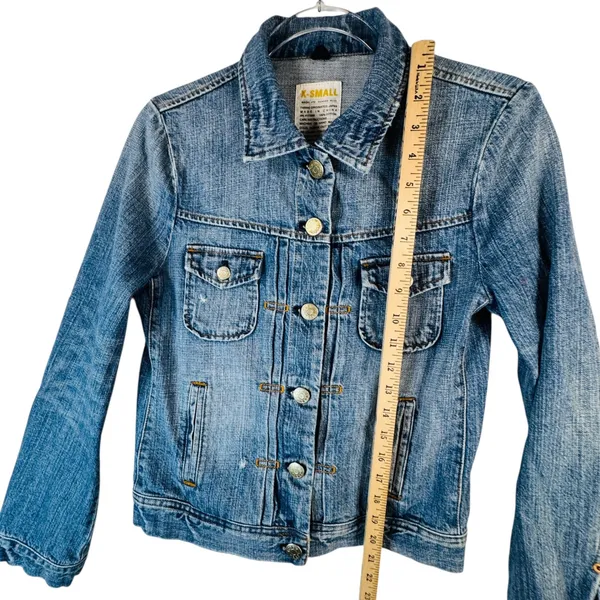 J.Crew Classic‎ Denim Trucker Jacket ATQ Sanded Blue XS Moto Grunge Rock Capsule - Image 7