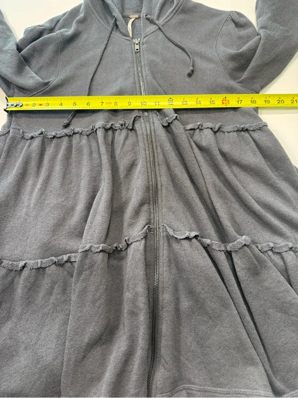 Free People Heathered Tiered Trapeze Zip Jacket with Hoodie - Image 4
