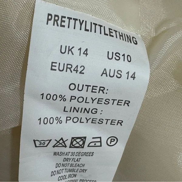 Pretty Little Thing Faux Sherpa Double Breasted Teddy Coat Cream 10 Borg‎ Lapel - Image 14