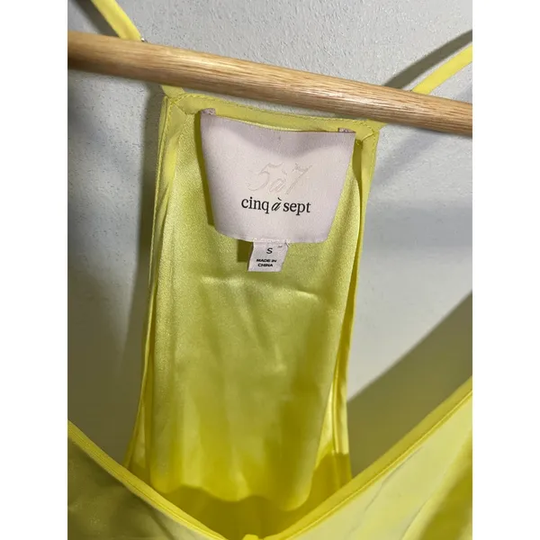 Cinq à Sept Janet Ruffle Top Womens Small Yellow Silk Peplum Cami Summer Chic - Image 4