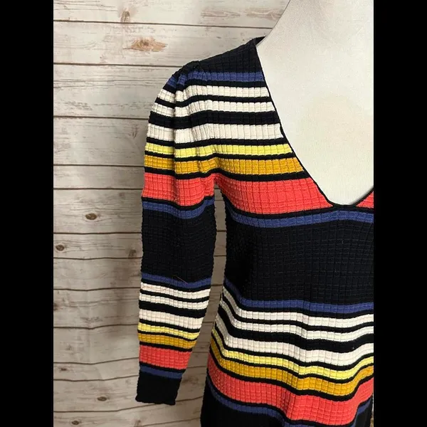 Free People multicolored Gidget sweater striped V-neck minidress Size XS - Image 4