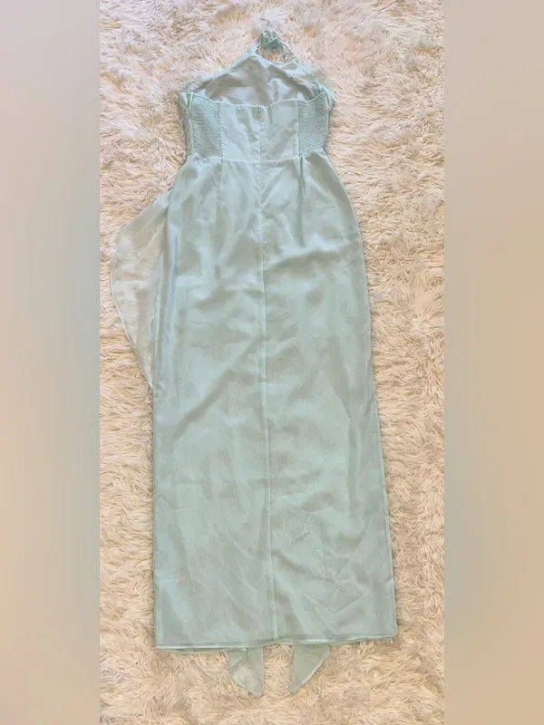 NEW Amanda Uprichard Alessandra Halter Neck Ruffle Trim Gown Sz L - Image 6