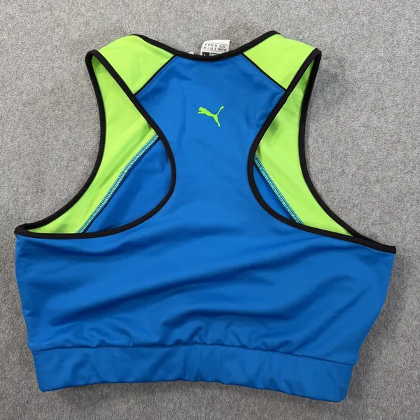 PUMA Women's XL Activewear Crop Top Blue Neon Green Racerback Athletic Workout - Image 6