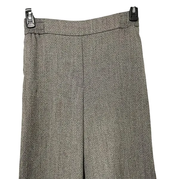 ZARA Black/ White Herringbone Wide Leg Pants Small Elastic Waist Dress Trousers - Image 6