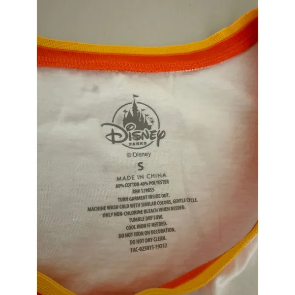 White Yellow Orange Walt Disney World 1971 Retro Kidcore Bloke Tank Top Shirt S - Image 2