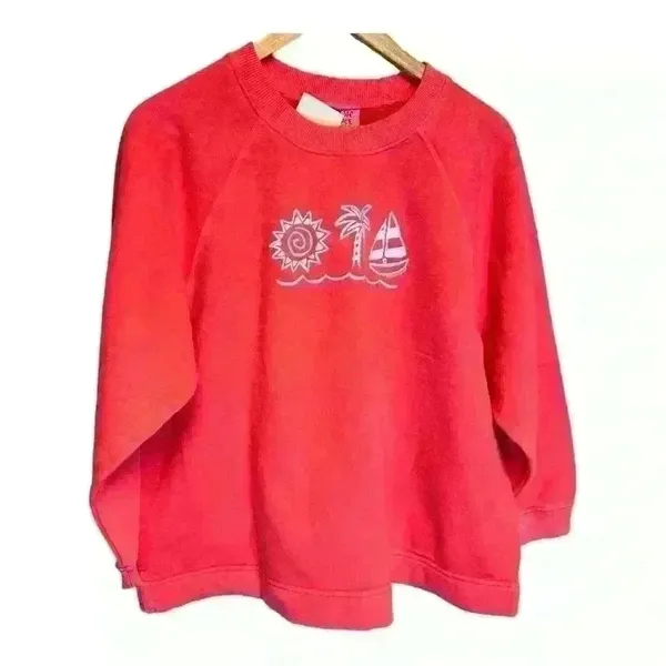 NWT Vintage Fresh Produce Sweatshirt Long Sleeve Graphic orange Tropical S - Image 3