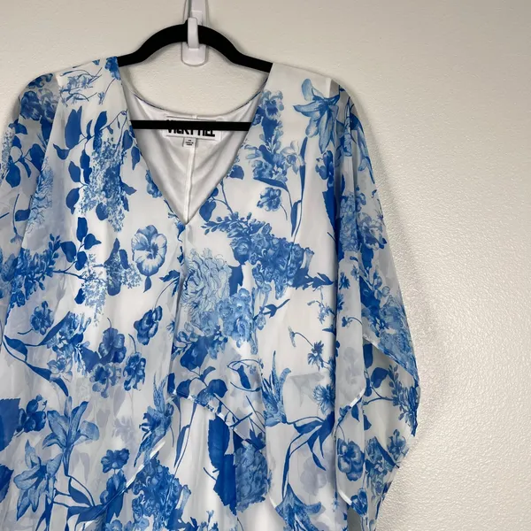 Vicky Tiel Women's Chiffon Floral Maxi Dress Sz 1X - Image 2