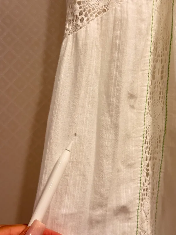 Free People Hi Hello White Cotton Smocked Strapless Lace Trim Midi Dress Size M - Image 7