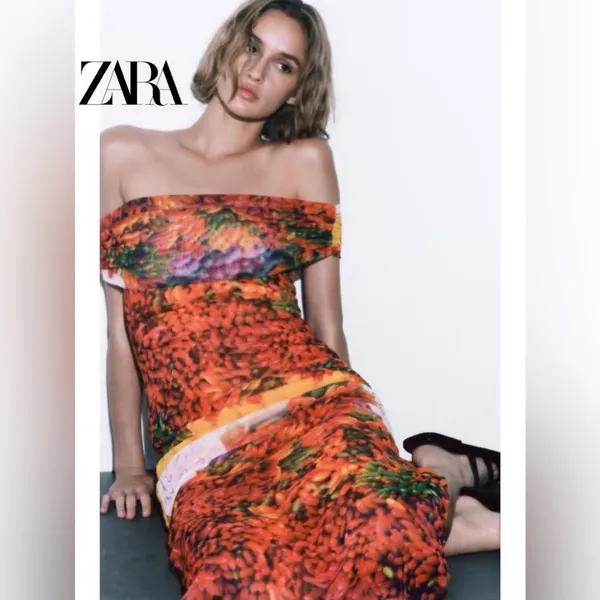 NWT Zara midi floral tulle Dress - Image 2