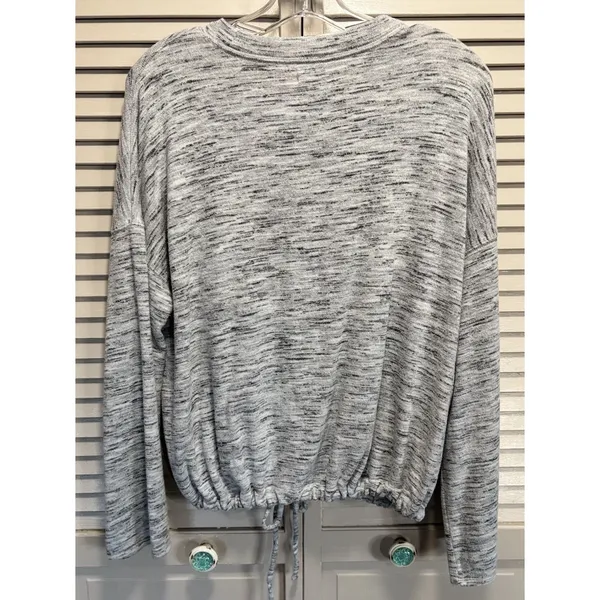 Aerie' Knit‎ Gray Sweater Long Sleeve Size Medium Soft Warm Round Neck Tie Waist - Image 4