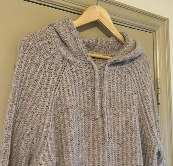 Aerie Hooded Knit Sweater Small Wool - Image 2