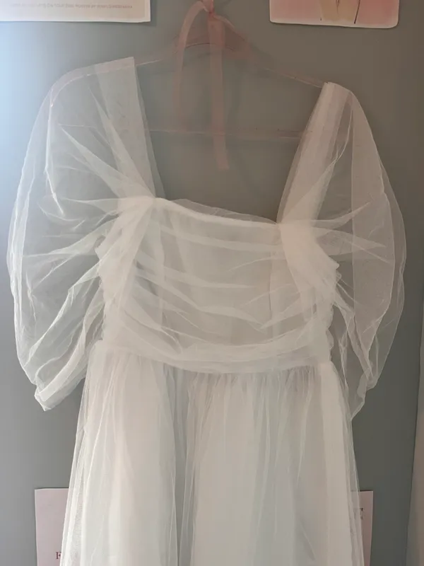 White Tulle Mini Dress - Image 3