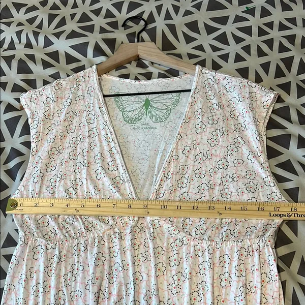 American Rag Cie Soft Cotton Modal Floral Cap Sleeve V Neck Babydoll Tunic Top L - Image 9