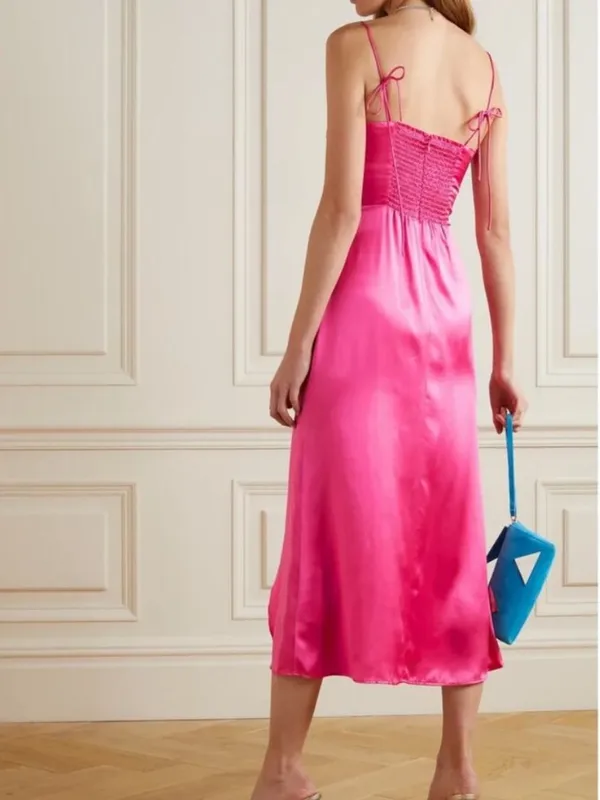 Reformation Marguerite Pink Flambé Dress - Image 3