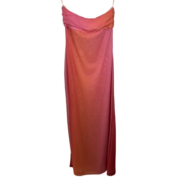 Princess Polly Rosalina Sheer Maxi Dress 8 Pink Orange Ombre Mesh‎ Slit NEW - Image 8
