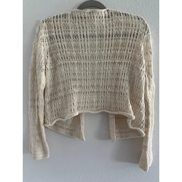 Vintage J‎ Jill Sweater Womens Medium Cream Crochet Cropped Preppy 90s Cottage - Image 2