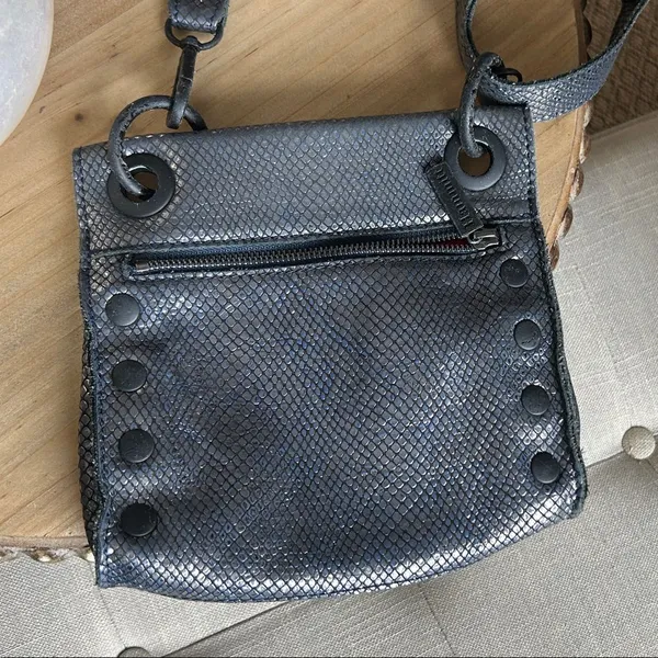 Hammitt Tony Smallolivine Snakeskin Leather Crossbody Blue Haze - Image 12