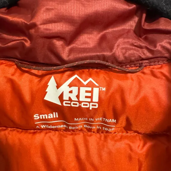 REI Womens Down Puffer Vest 650 2.0 Orange Cabin Wood Size Small Water Repellent - Image 7