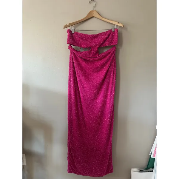 Oh Polly Embellished Cut Out Provence Maxi Dress in Fuchsia Size 12 - Image 3