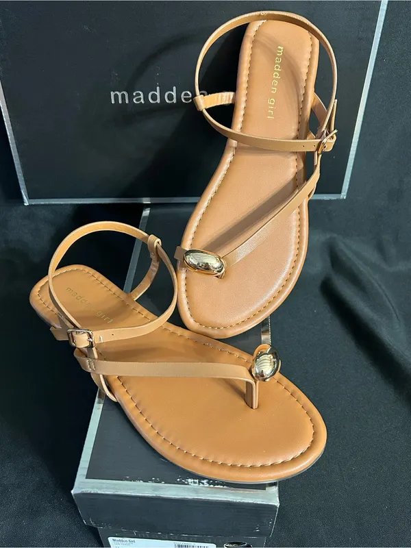 Madden Girl Treasuree Tan Paris Strappy Toe-Ring Sandals Women’s SZ 8 BNIB - Image 2