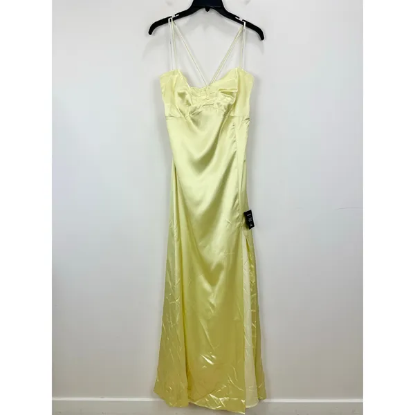 Lulus Stunning Example Light Yellow Satin Backless Maxi Dress Long Formal XL NWT - Image 5