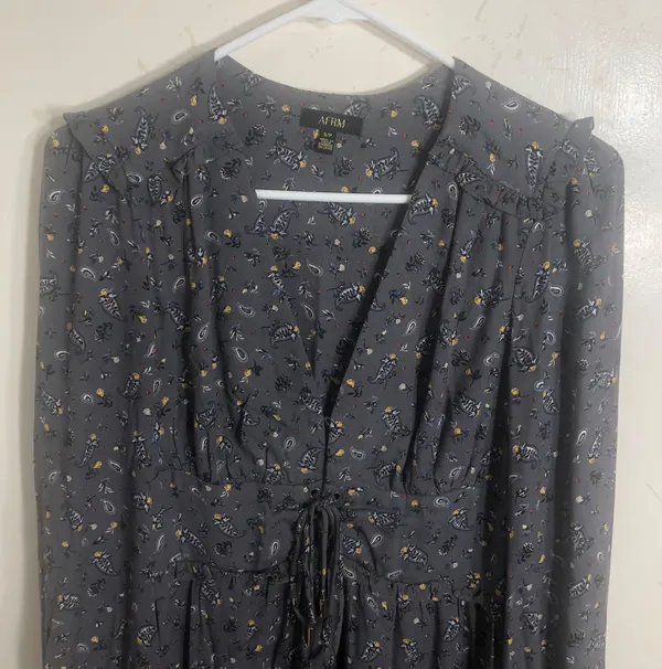 AFRM Long Sleeve Paisley Print Mini Dress - Image 3