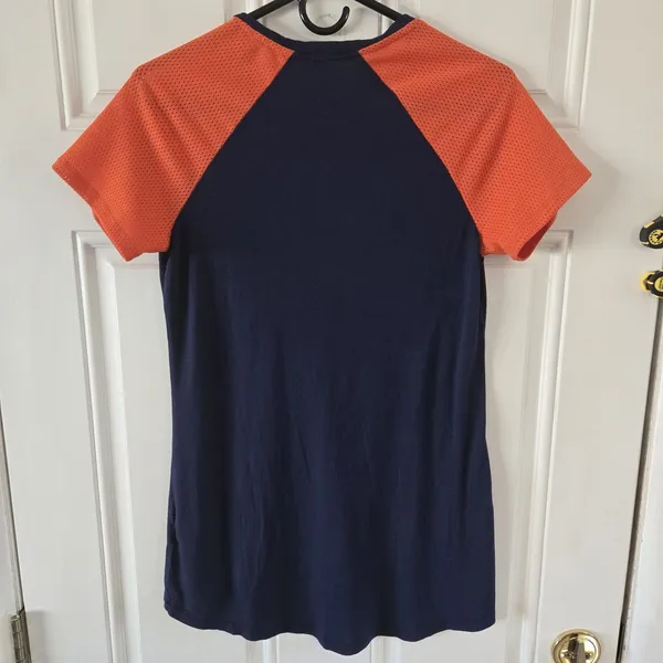 Denver Broncos Womens Medium Fanatics NFL Raglan Mesh Sleeve Tunic Top Navy Blue - Image 2
