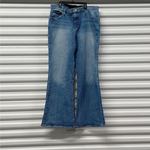 Express 70s Flare Jeans Womens Size 14R Blue Denim Y2K Western Boho Festival - Image 2