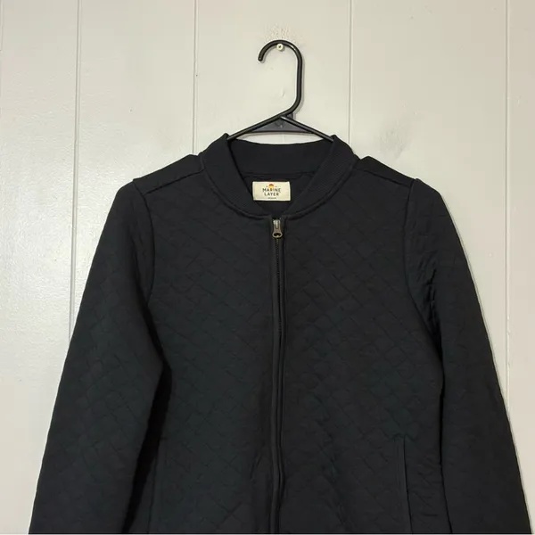 Marine Layer Corbet Quilted Bomber Jacket Black Size M Lightweight Zip Up - Image 8