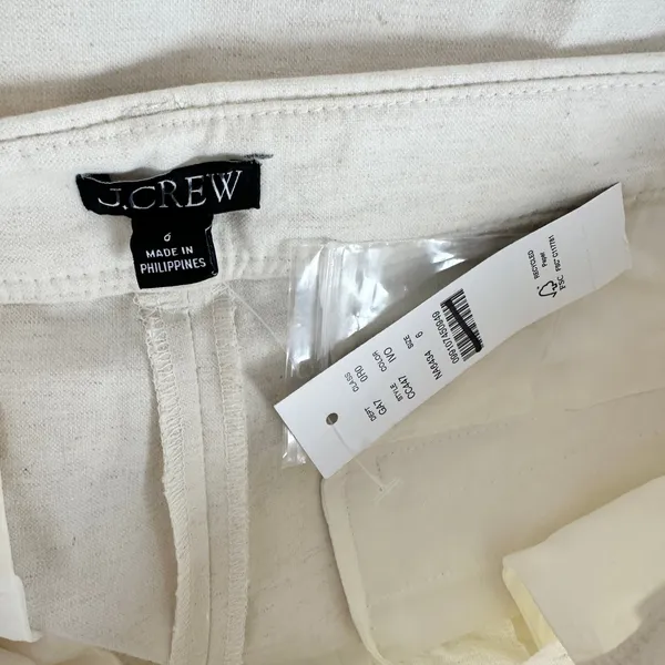 J.Crew Full Length Wide Leg Trouser Cotton Linen Blend Ivory Relaxed US 6 NWT - Image 7