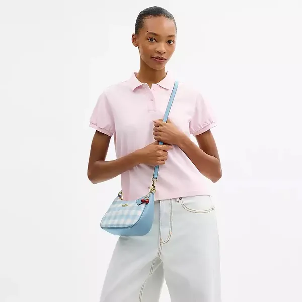 Coach CES65 Teri Shoulder Bag With Gingham Print And Charm - Image 12