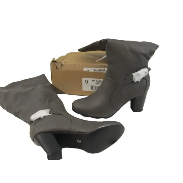 Journee Collection Women's Carver Wide Calf Block Heel Knee High Boots Grey 9 NIB - Image 5